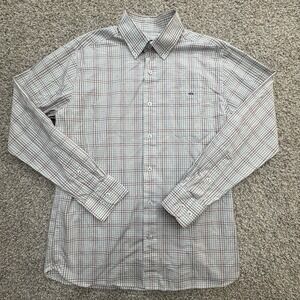 Fish Hippie Shirt Mens Medium Red Gray Tailored Fit Office Casual Coastal Preppy